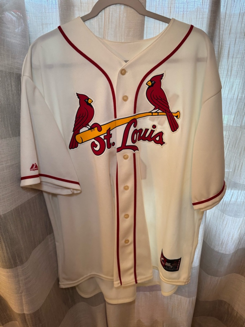 Majestic Cream and Red St. Louis Cardinals Button-Front Jersey